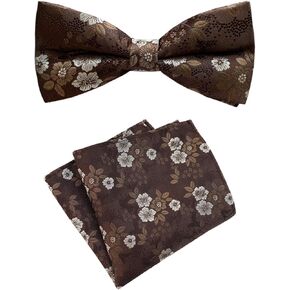 Mens Cravat Pre-Tied Bow Tie Set Luxury Floral Pattern Wedding Bowties with Pocket Square Set in Saudi Arabia
