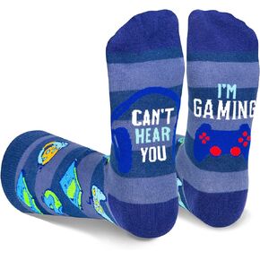 Gaming Socks Men, Novelty Funny Music Food Greenback Calf Socks Gift for Gamer Teen Boys Kids Sons