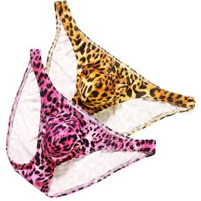 Faringoto Leopard Print Men's Briefs Cool Underwear Male Comfy U Convex Bulge Pouch Man Bikini Underpants Shorts