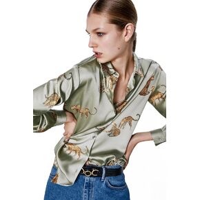 marpessa Women's Blouse Satin Silk Shirts, Casual Loose Long Sleeve for Office Work, Corporate Outfit Clothes