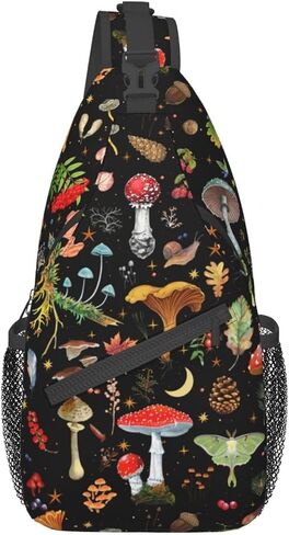 Mushroom Gifts Sling Backpack , Mushroom Crossbody Bag For Women Men Travel Hiking Shoulder Chest Daypack Unisex in Saudi Arabia
