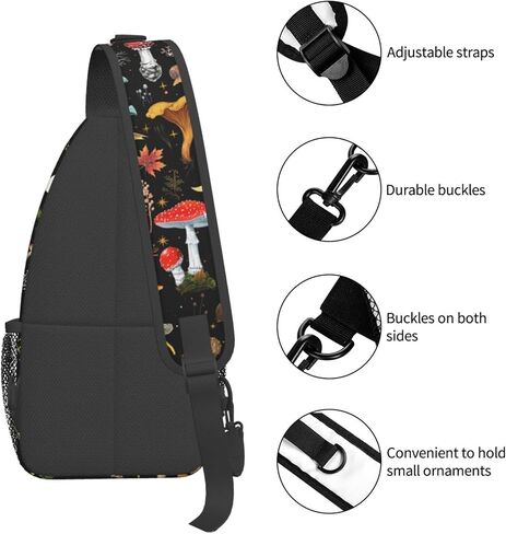 Mushroom Gifts Sling Backpack , Mushroom Crossbody Bag For Women Men Travel Hiking Shoulder Chest Daypack Unisex in Saudi Arabia