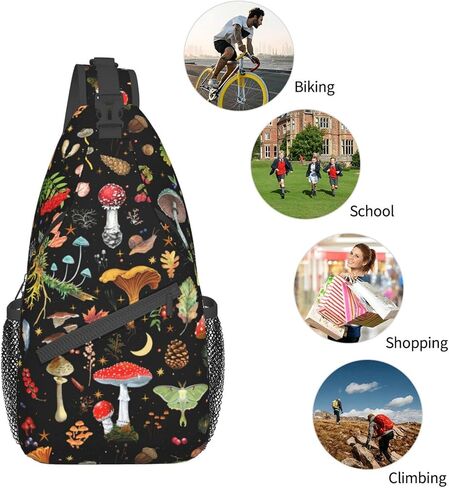 Mushroom Gifts Sling Backpack , Mushroom Crossbody Bag For Women Men Travel Hiking Shoulder Chest Daypack Unisex in Saudi Arabia