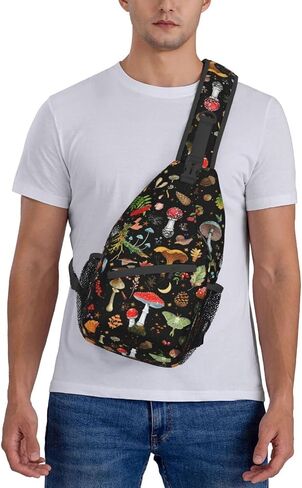 Mushroom Gifts Sling Backpack , Mushroom Crossbody Bag For Women Men Travel Hiking Shoulder Chest Daypack Unisex in Saudi Arabia
