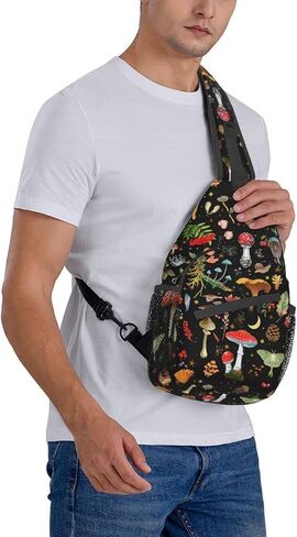 Mushroom Gifts Sling Backpack , Mushroom Crossbody Bag For Women Men Travel Hiking Shoulder Chest Daypack Unisex in Saudi Arabia