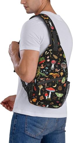 Mushroom Gifts Sling Backpack , Mushroom Crossbody Bag For Women Men Travel Hiking Shoulder Chest Daypack Unisex in Saudi Arabia