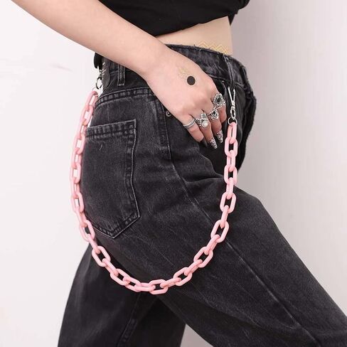 Tgirls Punk Goth Pant Chains الهيب هوب جيب جان سلسلة أكريليك المحفظة سلاسل الطبقات سلاسل المفاتيح حزام سلسلة بنطلون للنساء والرجال (2 طبقة متقاطعة) in Saudi Arabia