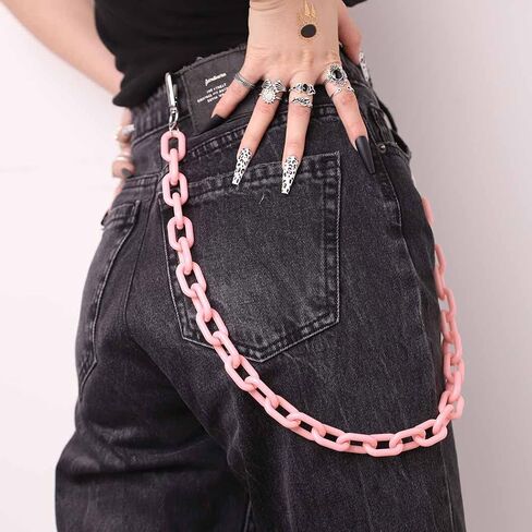 Tgirls Punk Goth Pant Chains الهيب هوب جيب جان سلسلة أكريليك المحفظة سلاسل الطبقات سلاسل المفاتيح حزام سلسلة بنطلون للنساء والرجال (2 طبقة متقاطعة) in Saudi Arabia