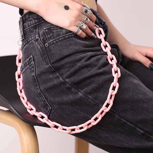 Tgirls Punk Goth Pant Chains الهيب هوب جيب جان سلسلة أكريليك المحفظة سلاسل الطبقات سلاسل المفاتيح حزام سلسلة بنطلون للنساء والرجال (2 طبقة متقاطعة) in Saudi Arabia