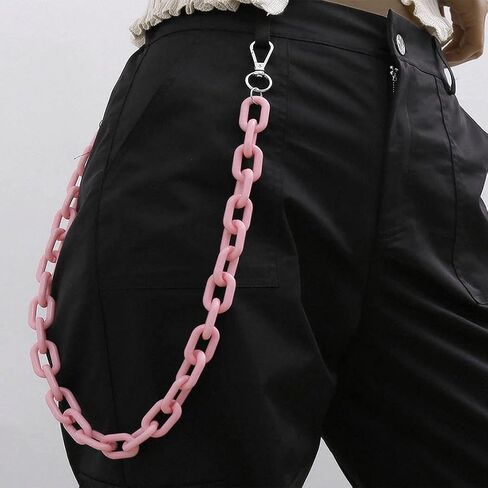 Tgirls Punk Goth Pant Chains الهيب هوب جيب جان سلسلة أكريليك المحفظة سلاسل الطبقات سلاسل المفاتيح حزام سلسلة بنطلون للنساء والرجال (2 طبقة متقاطعة) in Saudi Arabia