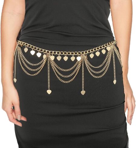 ELABEST Metal Waist Chain Gold Tassel Layered Chain Belt Waist Jewelry Accessories for Women Girls in Saudi Arabia