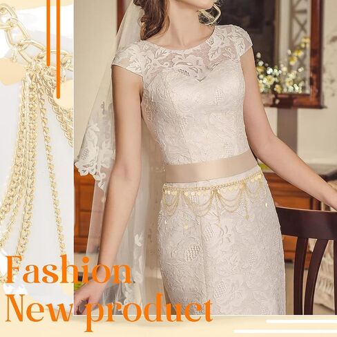 ELABEST Metal Waist Chain Gold Tassel Layered Chain Belt Waist Jewelry Accessories for Women Girls in Saudi Arabia