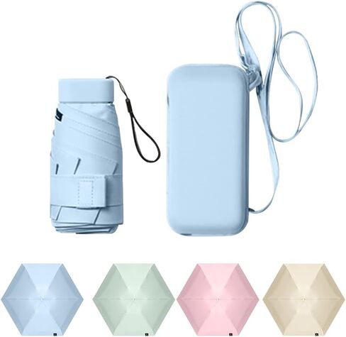 Dlin Small Mini Travel Sun Umbrella for Purse With Case, Compact UV Umbrella Protection, Lightweight & Portable parasol, Outdoor Sun&Rain Umbrellas for Women and Girls in Saudi Arabia
