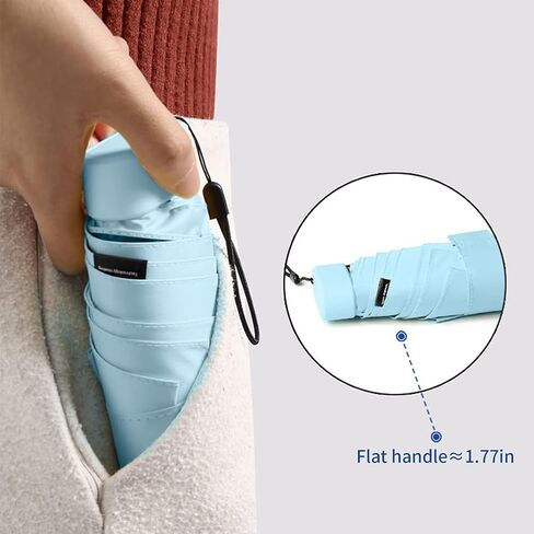Dlin Small Mini Travel Sun Umbrella for Purse With Case, Compact UV Umbrella Protection, Lightweight & Portable parasol, Outdoor Sun&Rain Umbrellas for Women and Girls in Saudi Arabia