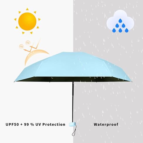 Dlin Small Mini Travel Sun Umbrella for Purse With Case, Compact UV Umbrella Protection, Lightweight & Portable parasol, Outdoor Sun&Rain Umbrellas for Women and Girls in Saudi Arabia
