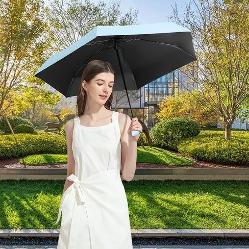Dlin Small Mini Travel Sun Umbrella for Purse With Case, Compact UV Umbrella Protection, Lightweight & Portable parasol, Outdoor Sun&Rain Umbrellas for Women and Girls in Saudi Arabia