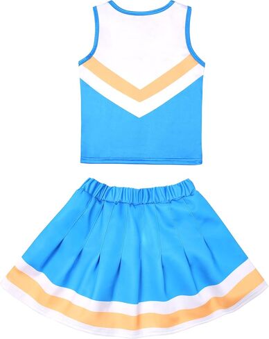 Gigoitly Cheerleader Costume for Girls Blue Cheerleading Outfit for Kids Cheer Up Party Halloween Cosplay Birthday Gifts in Kuwait