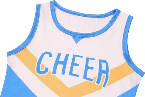 Gigoitly Cheerleader Costume for Girls Blue Cheerleading Outfit for Kids Cheer Up Party Halloween Cosplay Birthday Gifts in Kuwait