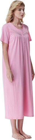 Keyocean Women Nightgowns, Soft 100% Cotton Short Sleeves Comfy Ladies Nightdress in Kuwait