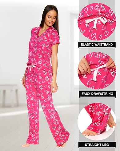 bebe Womens Pajama Sets - Notch Collar Pajama Top and Pajama Pants PJ Set - Pajamas for Women Logo in Kuwait