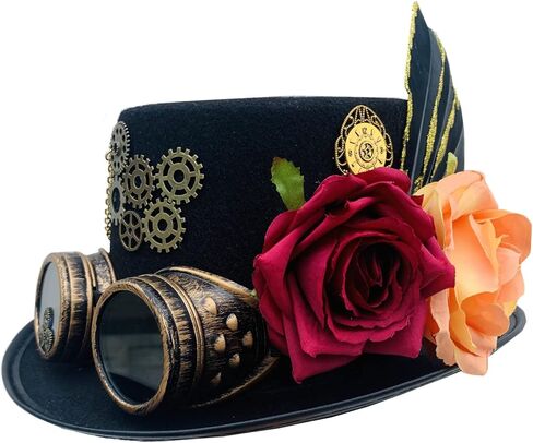 قبعات Steampunk من الريش للجنسين مع نظارات واقية للرجال والنساء in Kuwait