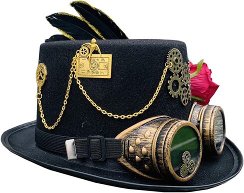 قبعات Steampunk من الريش للجنسين مع نظارات واقية للرجال والنساء in Kuwait
