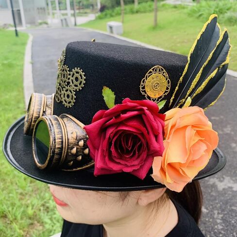 قبعات Steampunk من الريش للجنسين مع نظارات واقية للرجال والنساء in Kuwait