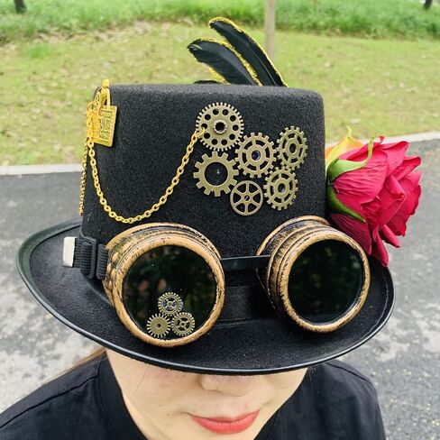 قبعات Steampunk من الريش للجنسين مع نظارات واقية للرجال والنساء in Kuwait
