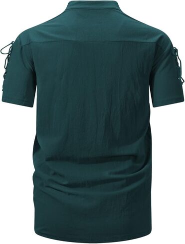 American Trends Mens Pirate Shirt Medieval Renaissance Viking Costume Short Sleeve Shirt Steampunk Retro Gothic Costume Top in Kuwait