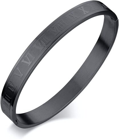 Jaline الذهب والفضة وارتفع الذهب مطلي أساور للرجال النساء الأرقام الرومانية الإسورة سوار الفولاذ المقاوم للصدأ شخصية محفورة للجنسين هدية in Kuwait