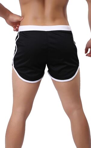 Linemoon Mens Mesh Workout Gym Running Shorts Bodybuilding Athletic Retro Short Shorts in Kuwait