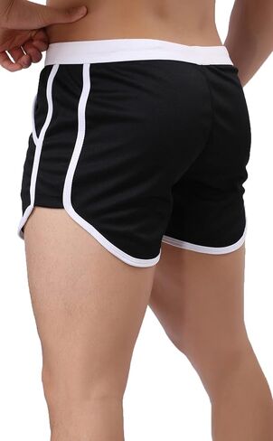 Linemoon Mens Mesh Workout Gym Running Shorts Bodybuilding Athletic Retro Short Shorts in Kuwait