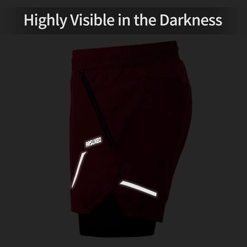 ARSUXEO شورت رجالي 2 في 1 للجري للتدريب والتمارين الرياضية مع جيوب شبكية بسحاب in Kuwait