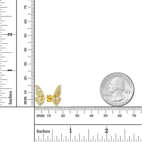 Luxval Butterfly Wing Earrings，18K Gold Plated CZ Simulated Diamond Silver Stud Earrings, Tiny Butterfly Cartilage Earrings for women,Gold Stud Earrings for Girls in Kuwait