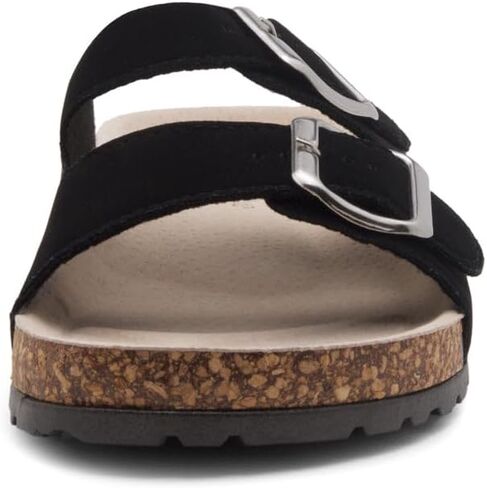 Herstyle Womens Cork Footbed Slides for Women, Double Strap Flat Sandals, Adjustable Buckle Comfort Slip On Shoes, Summer Beach Casual Walking Slippers in Saudi Arabia