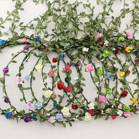 AWAYTR Lady Girl Fashion Bohemian Flower Crown Floral Garland Headbands (A-Mixed Color-9Pcs) in Kuwait