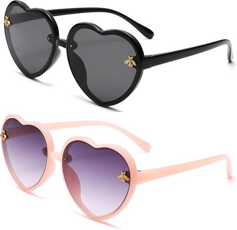 gentlemaker Cute Heart Sunglasses Kids for Toddler Girls Age 3-10 Fashion Sunnies with UV400 Protection in Kuwait