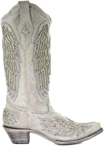 حذاء Corral Boots نسائي باللون الأبيض والصليب والأجنحة الغربية in Kuwait
