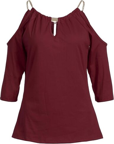 USGreatgorgeous Women’s Open Cold Shoulder Slim Fit Short Sleeve Tee Shirt Casual Blouse Tops in Kuwait