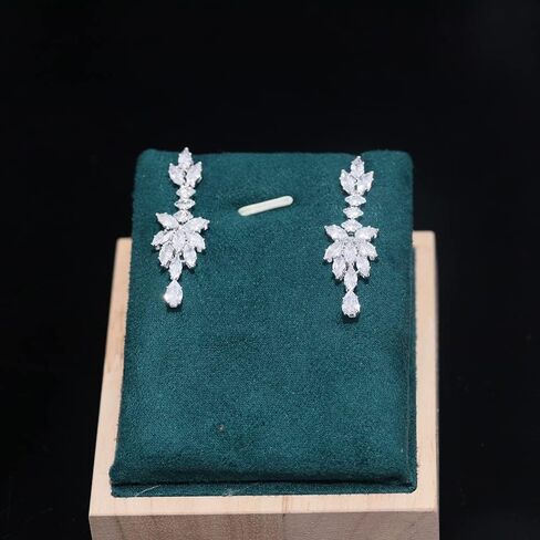 Jorsnovs مجموعة مجوهرات العروس الفضية المكعبة بالكامل من الزركونيوم للنساء مجموعات مجوهرات الزفاف لأقراط الزفاف وقلادة مجموعة أساور مفتوحة in Kuwait