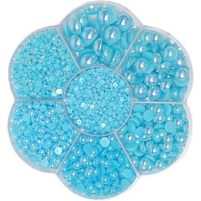 Chenkou Craft 3000 قطعة 1 صندوق فضي مستدير مسطح تقليد نصف لؤلؤ خرز فضفاض خرز جوهرة (نصف كرة فضية) in Kuwait