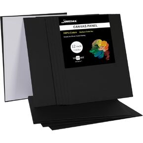 لوحات قماشية سوداء من Gredak للرسم، مقاس 11x14 بوصة 12 قطعة من القماش الأسود الفارغ، لوحات قماش قطنية 100%، مستلزمات الطلاء للبالغين، لوازم فنية مثالية للأكريليك والدهانات الزيتية in Kuwait