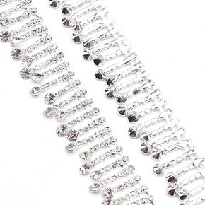 1 Yard Jerler Rhinestone Tassel Fringe Trim Crystal Close Chain Applique for Sewing Crafts Ideal Wedding Party Clothing DIY Decoration (AB Crystal with Gold)