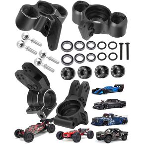 RC Upgrades Part for Arrma 1/8 Typhon/Talion 6S BLX,1/7 Felony/Mojave/Infraction/Limitless/Fireteam 6S BLX,Alloy Front Knuckles Steering Blocks &Rear Hub Stub Axle Carriers,Black