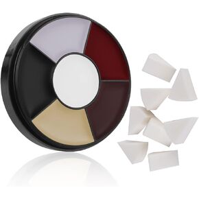 لوحة طلاء الوجه الأبيض المهرج من MEICOLY، عجلة الكوارث الرئيسية، مكياج الهيكل العظمي للجوكر، طلاء الوجه باللون الأحمر والأسود والأبيض، 6 ألوان طلاء للجسم مع 8 قطع من إسفنجات المكياج in Kuwait