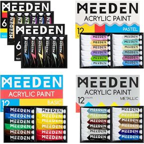 MEEDEN Pastel Acrylic Paint Set, 12 Pastel Colors 22 ml/0.74oz, Heavy Body Acrylic Paint Tubes, Art Craft Paints for Artists Kids Beginners, Art Supplies for Canvas Wood Rock Painting