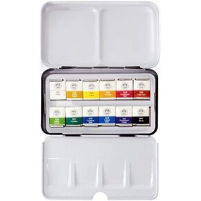 Mungyo Professional Half Pan Size Water Colors Set in Tin Case/Integral Mixing Palette in The lid (48 Colors)