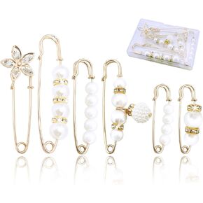 دبابيس بروش للنساء على الموضة، دبابيس أمان تزيينية للملابس، مشبك شال سترة ذهبي بلينغ زهرة فراشة فيونكة دبابيس بروش للنساء، دبابيس بروش من اللؤلؤ الصناعي للحرف اليدوية، دبابيس أمان لسراويل الخصر مع صندوق تخزين in Kuwait