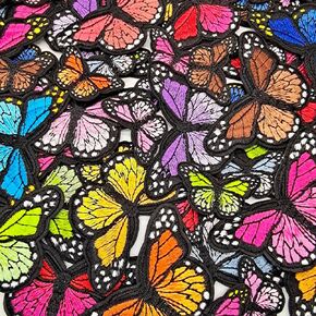 36pcs Double Layer Butterfly Appliques + 6pcs Decorative Flower Organza Lace Embroidered Butterfly Patches for Sewing Craft Wedding Dress Clothes Jeans Hat Backpacks Hairpins Curtain Ornaments (Set 1)