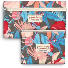 Large Capacity Pencil Case Cute Pencil Pouch Soft Pencil Bag - Can Hold 60 Pencils or 30 Markers - With Small Zipper Organizer, Portable Travel Gifts Multifunctional Bag Set brown autumn leaves in Kuwait